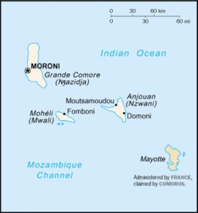 Karte der Komoren und Mayotte